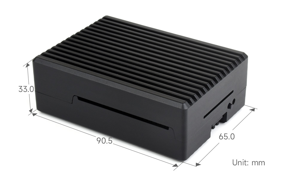 Stripe Metal Aluminum Case with Four-line Fan for Raspberry Pi 5