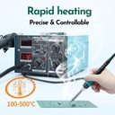 YIHUA 852D+ Rewark  Station  2in1 Soldering Hot Air Station, Powerful Air, 60W Soldering Iron