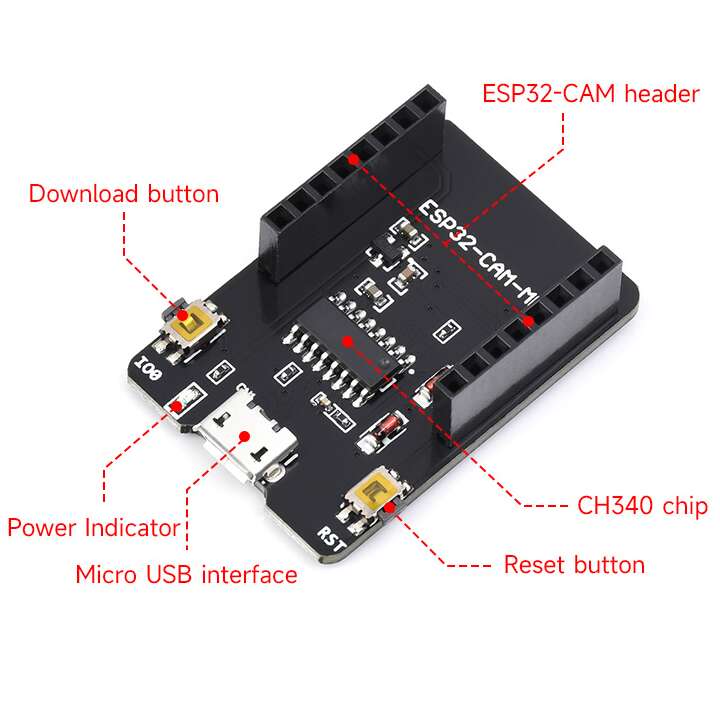 ESP32-CAM-MB Micro USB Downloader Module – Type A for ESP32-CAM