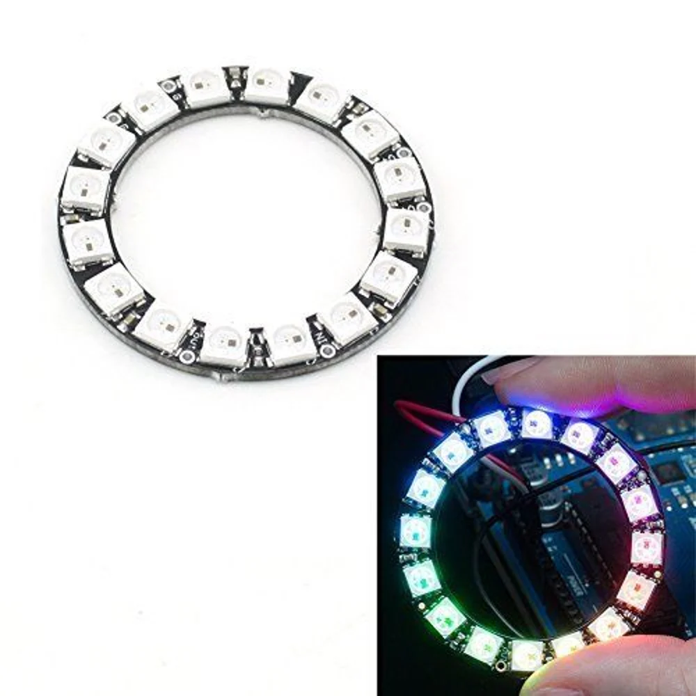 16Bit WS2812B 5050 RGB LED Built-in Full Color Driving Lights Circular Development Board