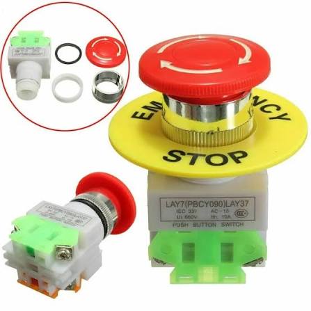Red Mushroom Cap LAY37-11ZS 1NO 1NC DPST Emergency Stop Push Button Switch AC 660V 10A Switch
