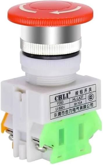 Red Mushroom Cap LAY37-11ZS 1NO 1NC DPST Emergency Stop Push Button Switch AC 660V 10A Switch