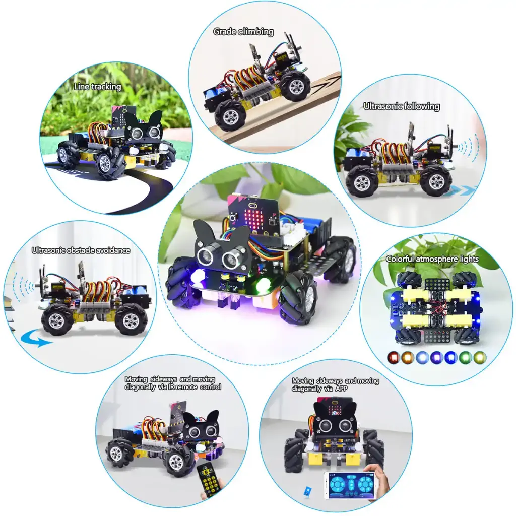 Keyestudio Micro Bit V2 4WD Mecanum Wheel Robot Car Kit STEM Toys Makecode &Python Programming Without Microbit Board