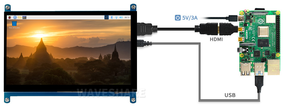 7inch Waveshare Capacitive Touch Screen LCD (C), 1024×600, HDMI, IPS, Low Power 