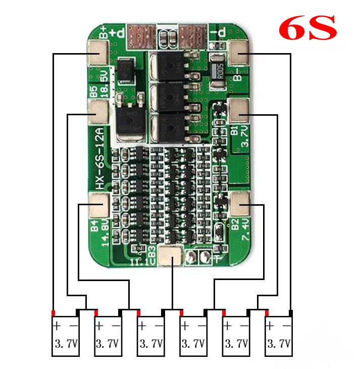 HXYP-6S-CW13 6S 14A 18650 Lithium Battery Protection Board 22.2V/25.2V with Balance