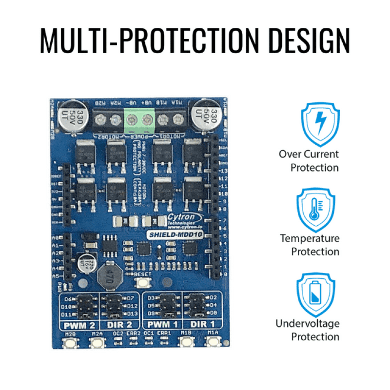 10Amp 7V-30V DC Motor Driver Shield for Arduino UNO (2 Channels)