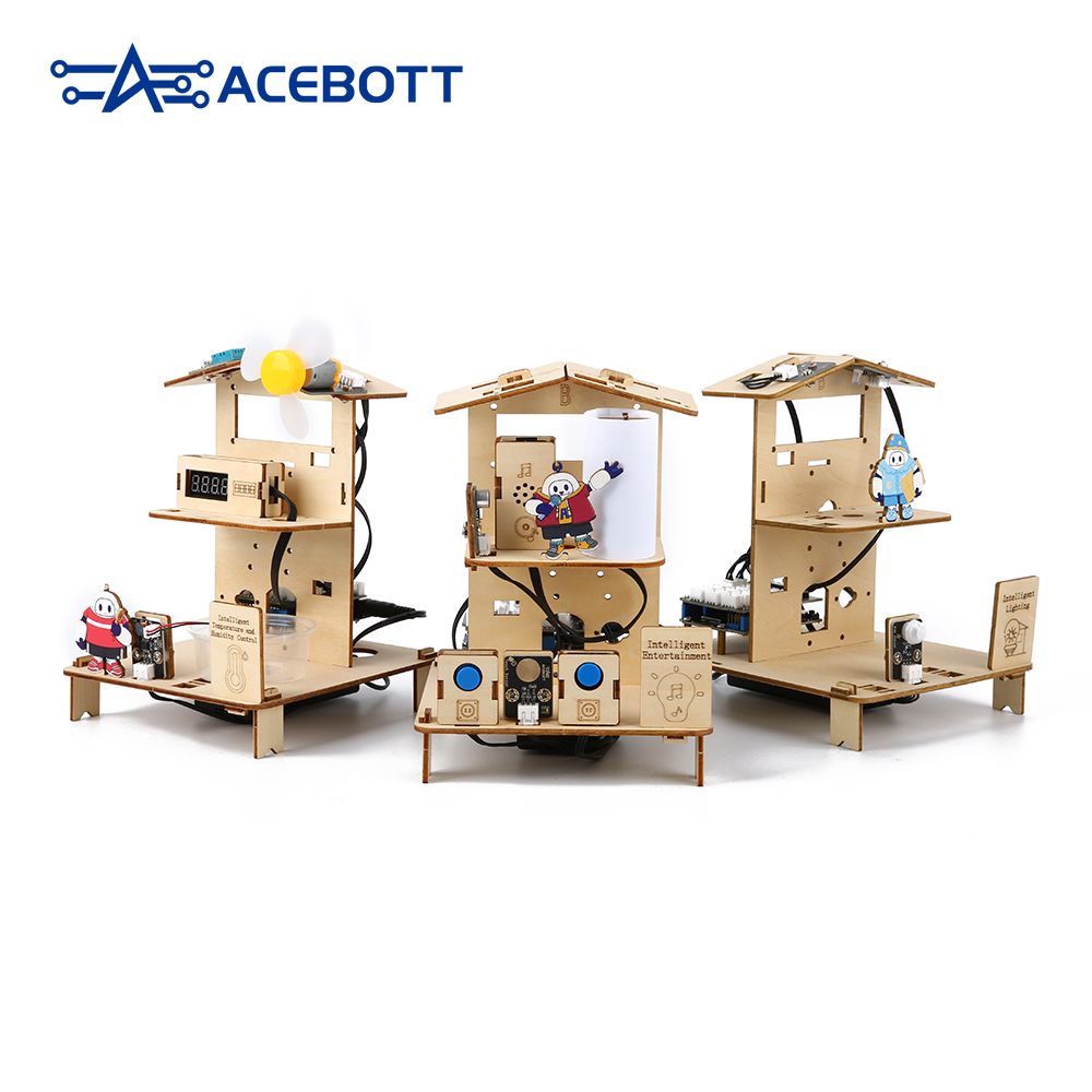 ACEBOTT QE023 ESP32 STEM School Smart Home Kit Education Solution Series with Teaching Resource for Arduino