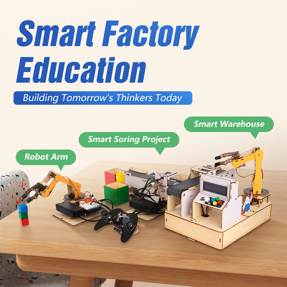ESP32 Smart Factory Kit – Advanced Factory Education Kits for Teens : Smart Robotic Arm & Smart Sorting & Smart Warehourse