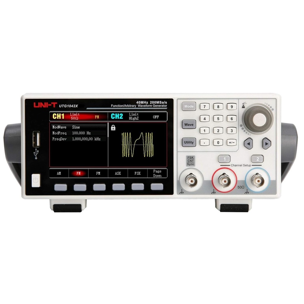 UNI-T  40MHz 2 Channels Essential-Series Arbitrary Waveform Generator 200MS/s 4Kpts Memory Depth USB 4.3 Inch Display 150MSa/s Sampling Rate 16-bit High Resolution