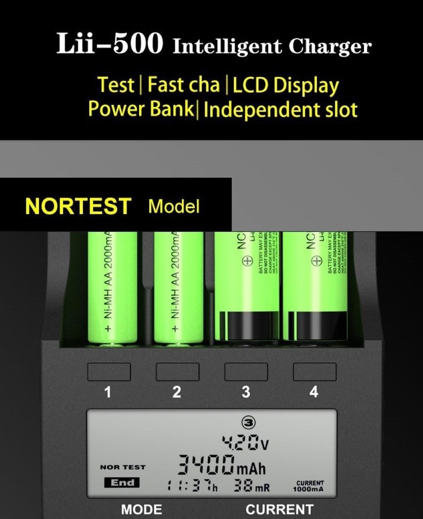 LiitoKala Lii-500 18650 Battery Charger Smart Universal Charger LCD Display for 26650 AA AAA Battery Touch Button LCD Display 