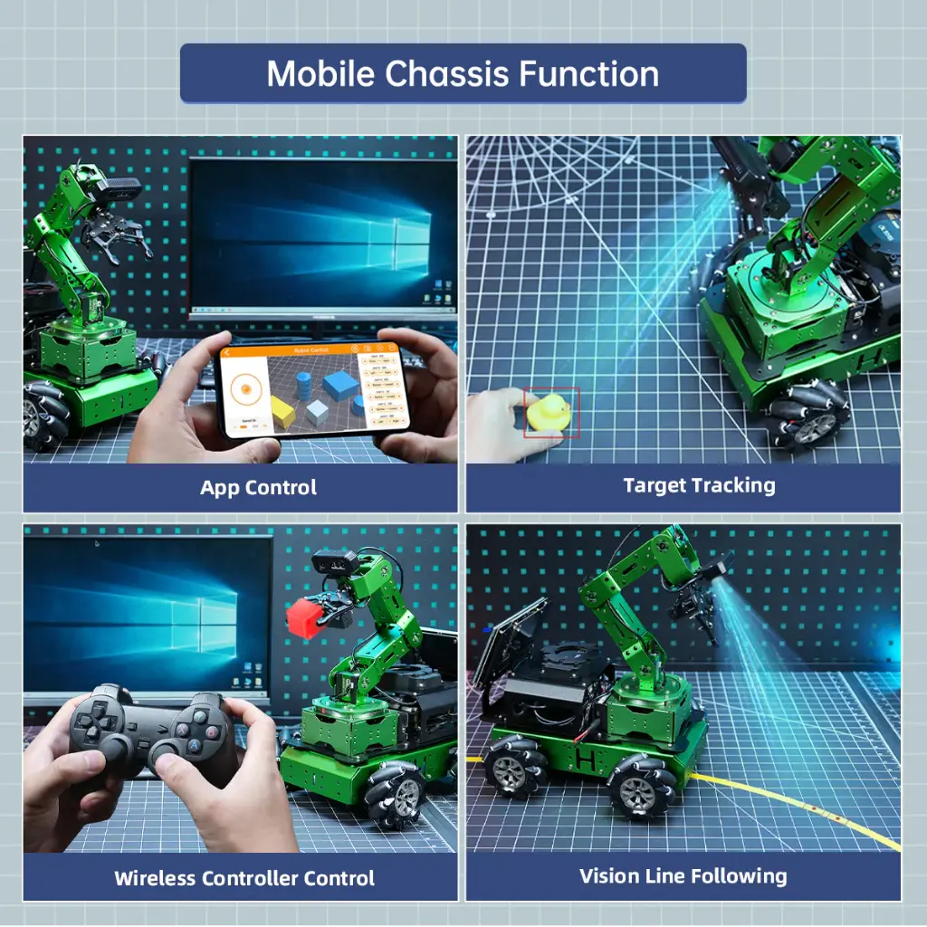 Hiwonder JetArm Pro ROS1 ROS2 3D Vision Robot, with Multimodal AI Model (ChatGPT), AI Voice and Vision Interaction, Support Chassis, Sliding Rail, Conveyor Belt Add-on