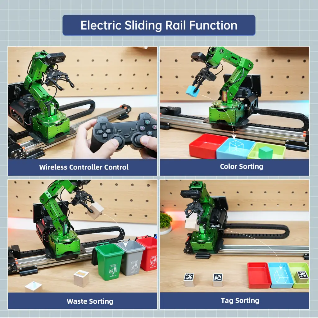 Hiwonder JetArm Pro ROS1 ROS2 3D Vision Robot, with Multimodal AI Model (ChatGPT), AI Voice and Vision Interaction, Support Chassis, Sliding Rail, Conveyor Belt Add-on