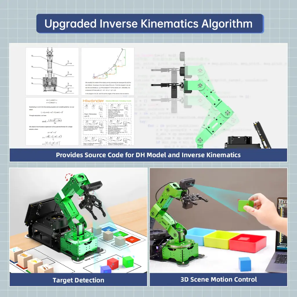 Hiwonder JetArm Pro ROS1 ROS2 3D Vision Robot, with Multimodal AI Model (ChatGPT), AI Voice and Vision Interaction, Support Chassis, Sliding Rail, Conveyor Belt Add-on
