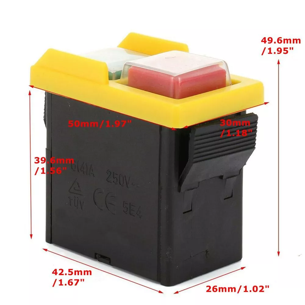 Waterproof Dustproof Electromagnetic On Off Push Button Switch  250V 4A IP54 5E4 C  50*30*49.6mm