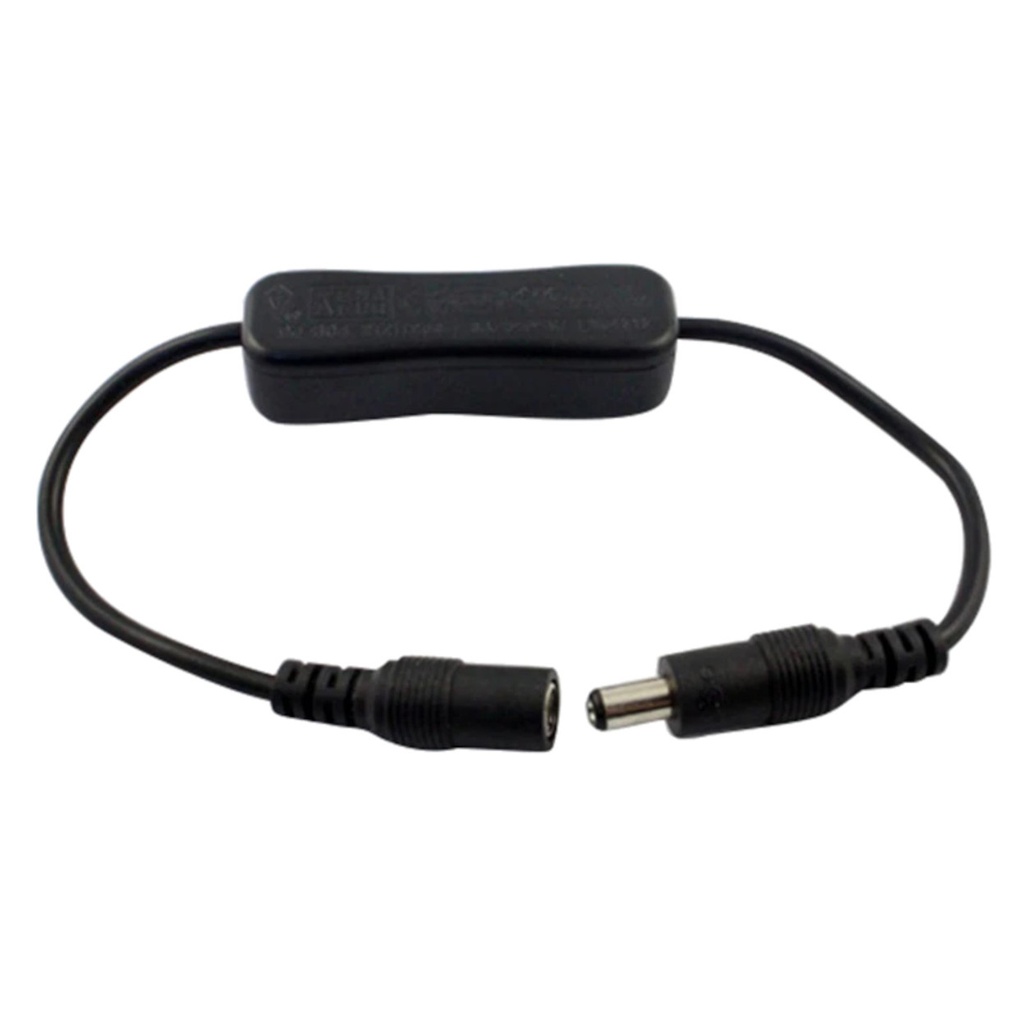 Inline ON-OFF Switch Black DC5.5 mm Male to Female Plug Extension (Length About 28CM)