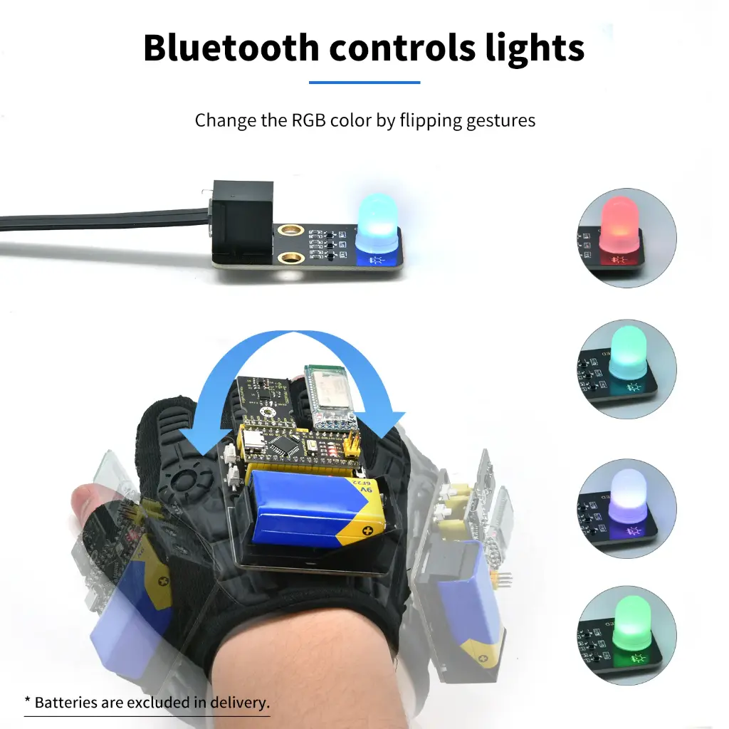 Keyestudio Motion Sensing Glove Gesture Nano Control Smart Car for Arduino Programming Learning Based OnMPU6050(No battery)