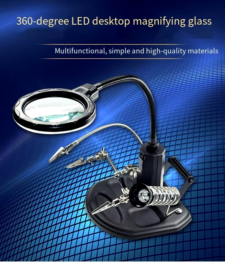 Soldering Helping Hand with LED Magnifier GLASS TE-802