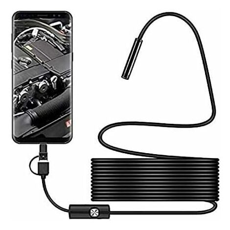 5M Semi-rigid Wire 720P 3.9mm Probe 3 in 1 Micro Type-C USB Waterproof IP67 6 LEDs Industrial Endoscope