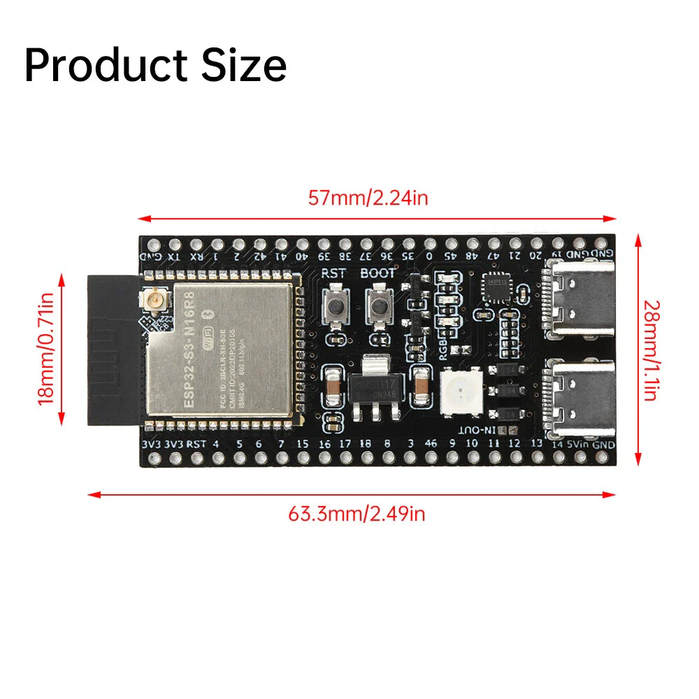 ESP32-S3 WiFi Bluetooth-compatible BLE 5.0 Mesh Development Board N16R8 solderless