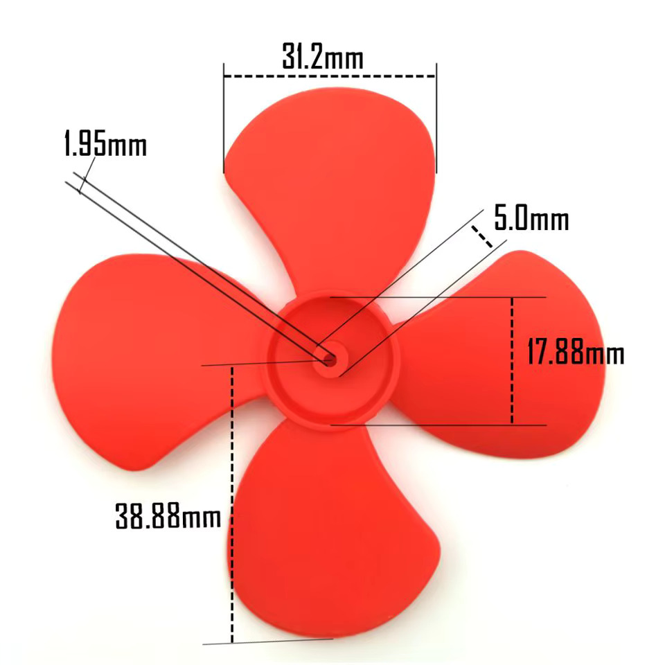 80MM Red Four-Blade Propeller 1.95MM Hole