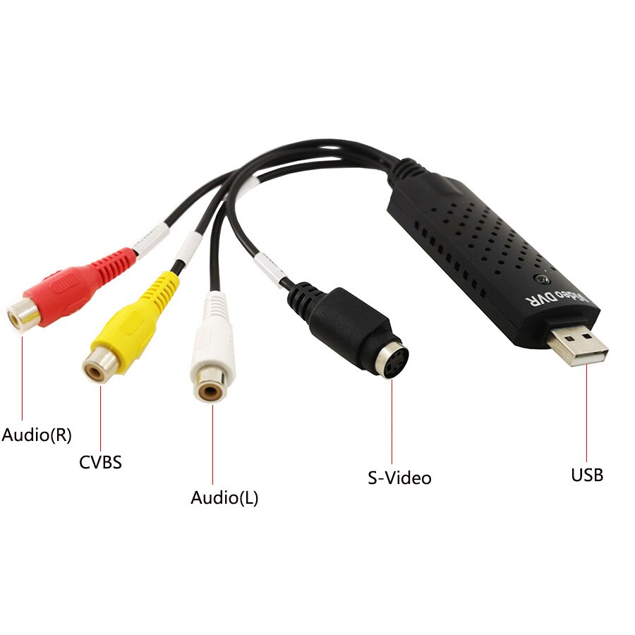 USB2.0 Audio Video Capture Card Adapter VHS To DVD Video Capture Converter with Cd and USB Cable