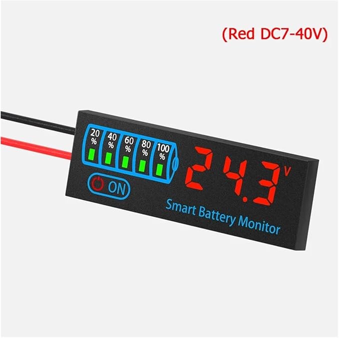 DC 7-55V LED Battery Indicator Voltage and Power Indicator Acid Battery/lithium Battery  - RED