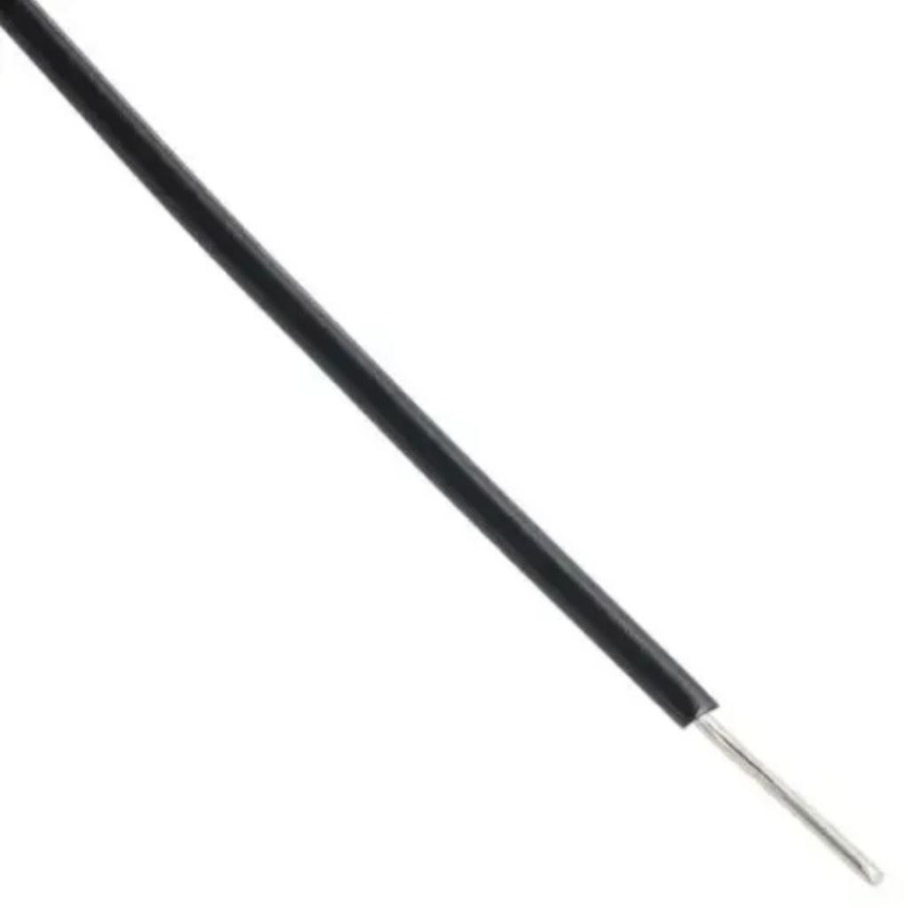 Hookup Solid Core Wire 1/0.6m TC + PVC OD 1.25MM BLACK