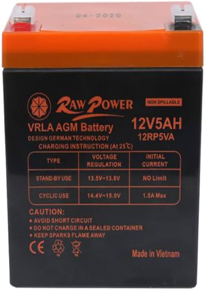  12v 5Ah Lead Acid Battery - Raw Power 