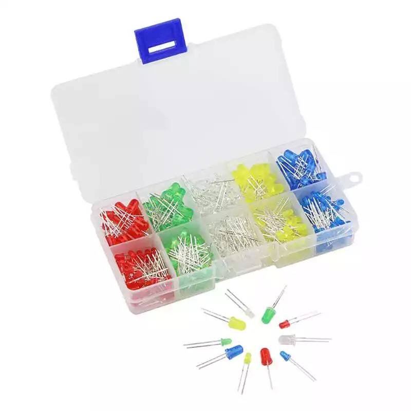 375PCS 5 Colors 3mm 5mm Round Bright Light LED Assortment Kit