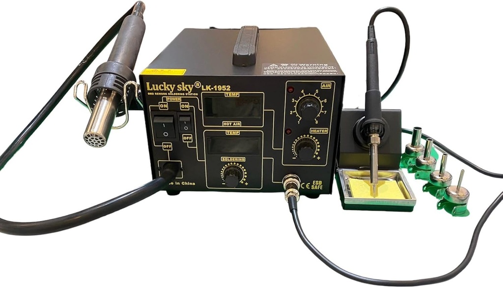 Lucky Sky LK-1952 Professional Soldering Station SMD Rework Station with a Soldering Iron, Vacuum Pickup and Hot Air, Soldering and Desoldering Station