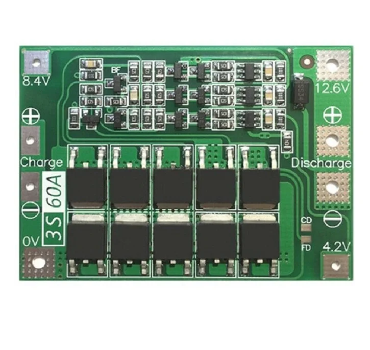 3 Series 11.1V 12.6V 60A 18650 Lithium Battery Protection Board  (Enhanced Version）