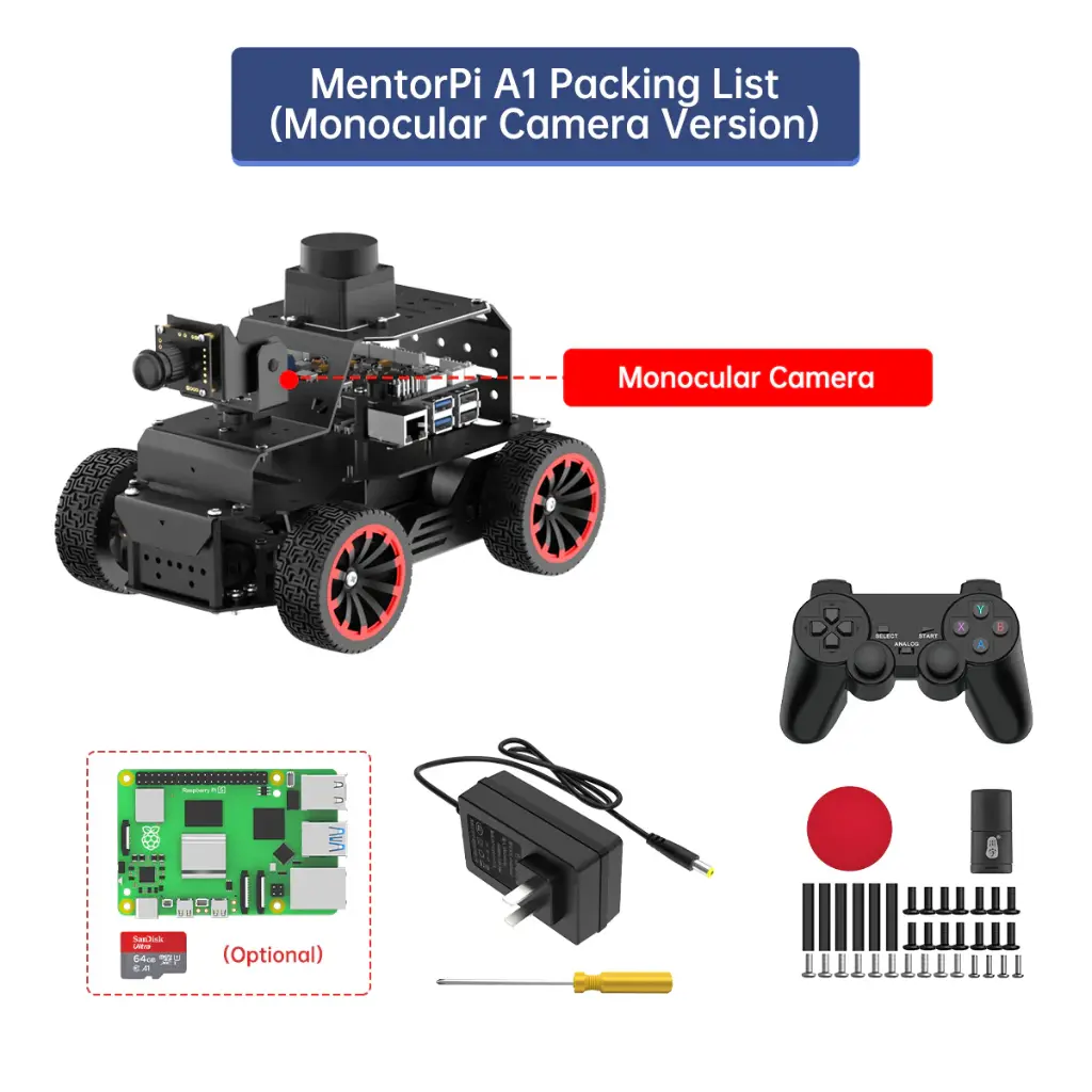 Hiwonder MentorPi A1 Raspberry Pi Robot Car – Ackerman Chassis, ROS2 AI Coding Robot with Large AI model ChatGPT, SLAM and Autonomous Driving 