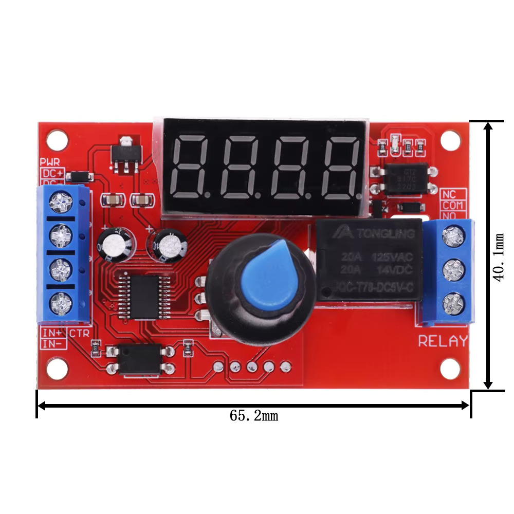 12V Adjustable Time Delay Relay Module 32 Modes LED Digital Timing Trigger Timer Control Switch—Knob Version