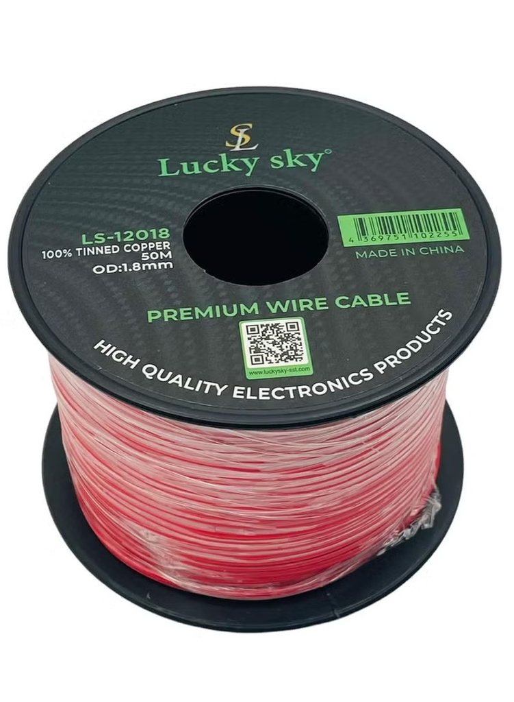 LUCKY SKY Flexible Tinned Copper Wires Rubber Insulated 100M  OD:-1.8mm 300V Stranded Hook up Wire Red Color 