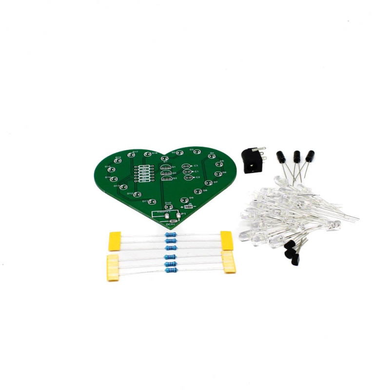 5V USB DIY Colorful LED Kit Heart Shape Light Control Kit Green PCB+USB Cable