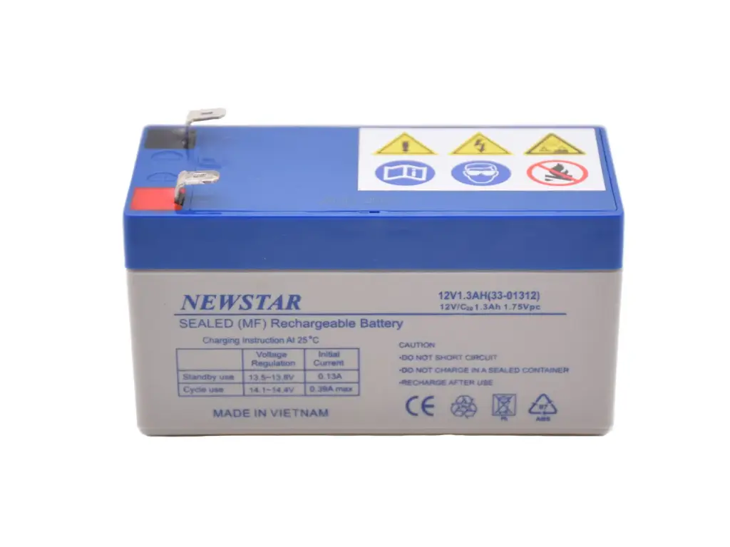 12V 1.3Ah (SLA) Sealed Lead Acid Rechargeable Newstar Battery (AGM) T1 Terminal