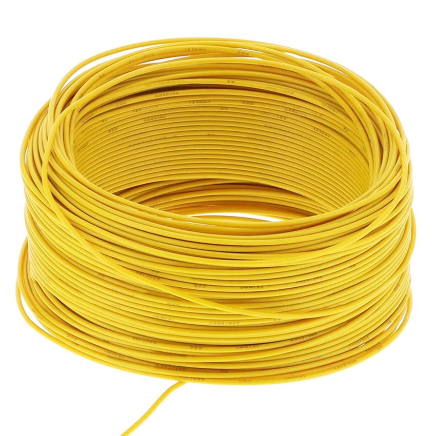  Hookup Solid Core Wire 1/0.6m TC + PVC OD 1.25MM YELLOW - Roll of 100 M