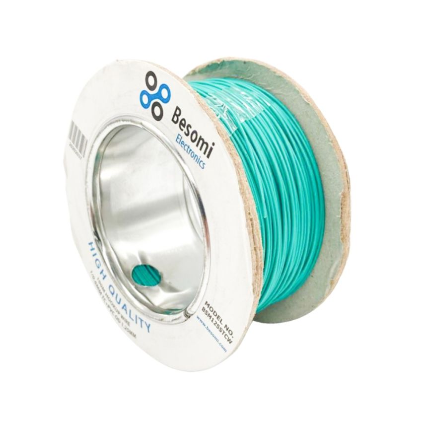  Hookup Solid Core Wire 1/0.6m TC + PVC OD 1.25MM GREEN - Roll of 100 M