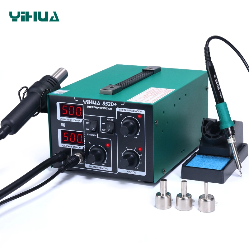 YIHUA 852D+ Rework  Station  2in1 Soldering Hot Air Station, Powerful Air, 60W Soldering Iron
