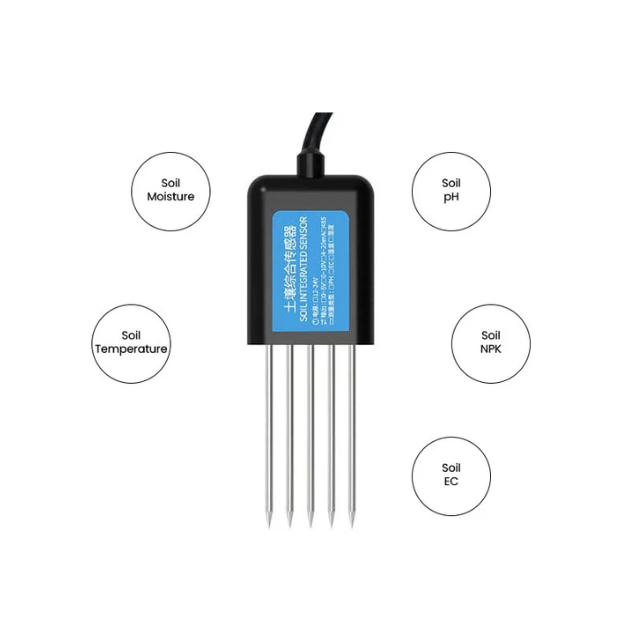 RS485 5-Pin Soil Sensor – NPK, pH, Temperature, Humidity & EC (2M Cable)