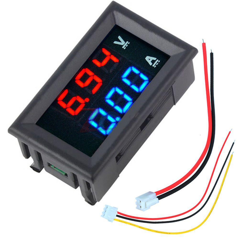 0.28" 100V 100A Dual LED Voltmeter Ammeter Blue+Red (Onboard Diverter) 