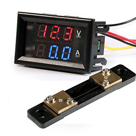 0.28" 100V 50A Dual LED Voltmeter Ammeter Blue+Red