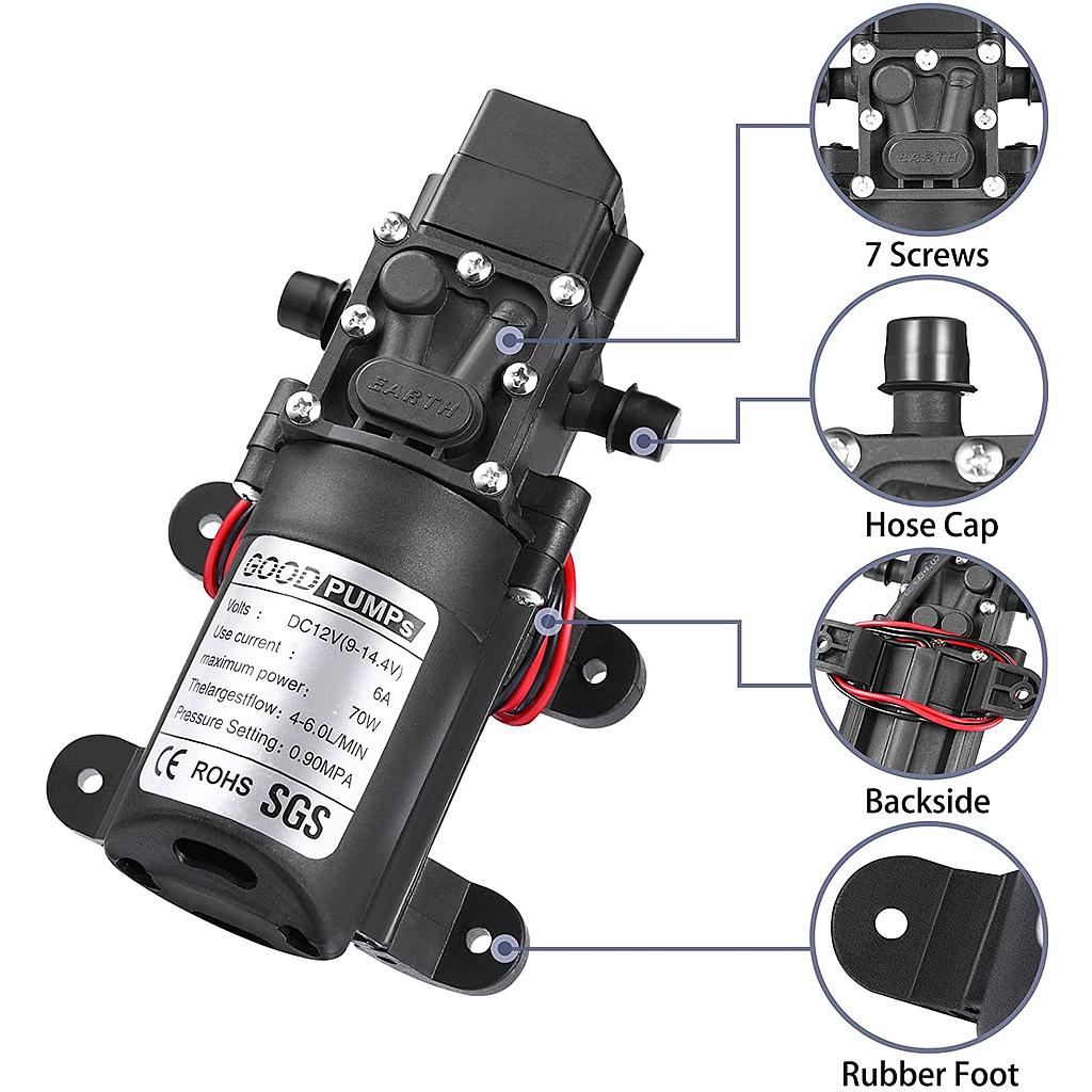 12V 70W Intelligent High Pressure Diaphragm Pump 
