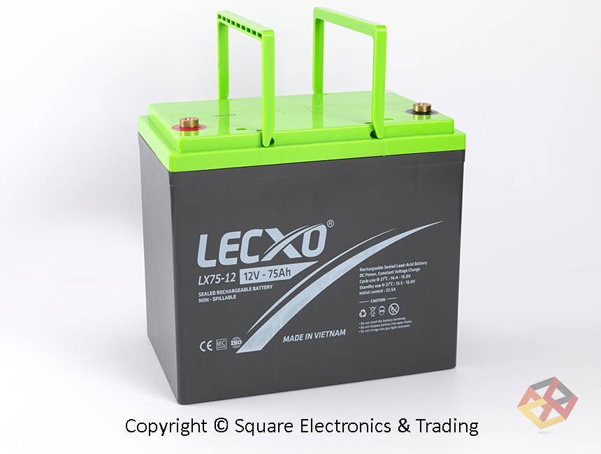 12V 75Ah Rechargeable Sealed Lead Acid Battery - Lecxo