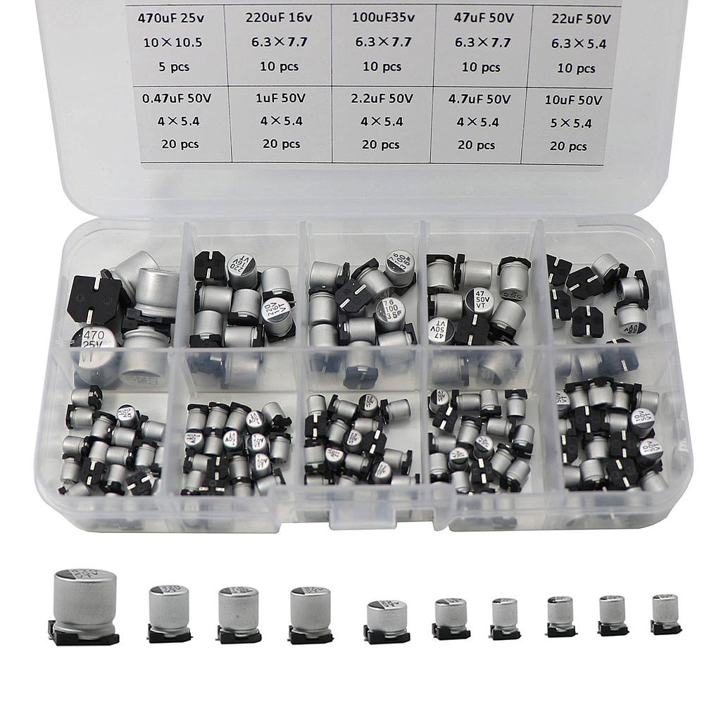145PCS 0.47uf-470uf Aluminum Electrolytic Capacitor Kit