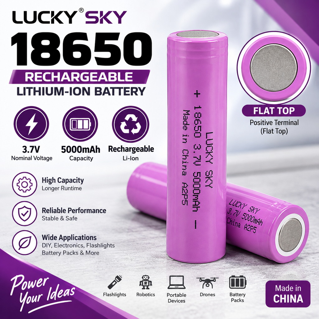 18650 3.7V 5000mAh SST Lithium-ion battery - Flat top