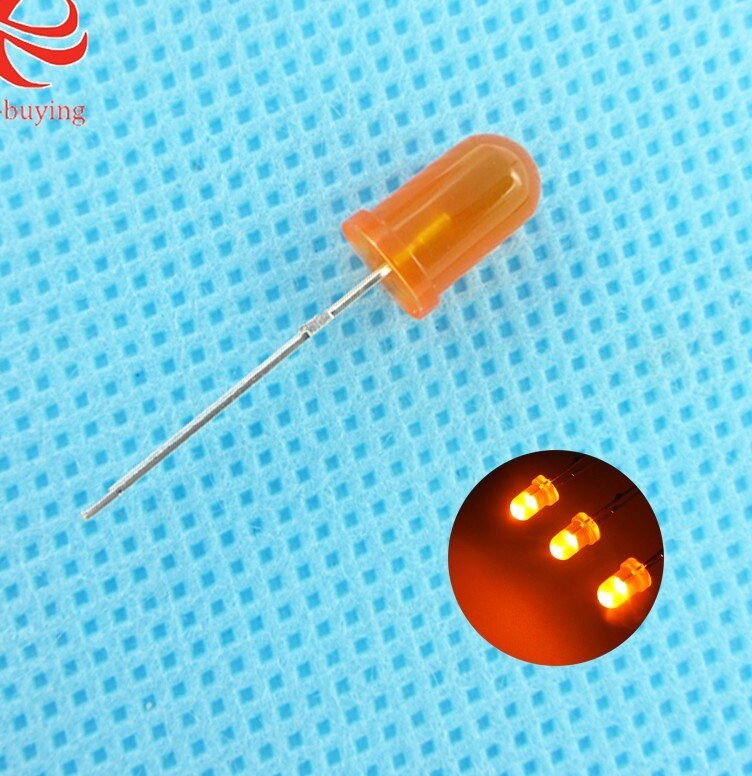 28mm Leg LED 5MM Orange Diffuse (1pcs) 2V 20mA