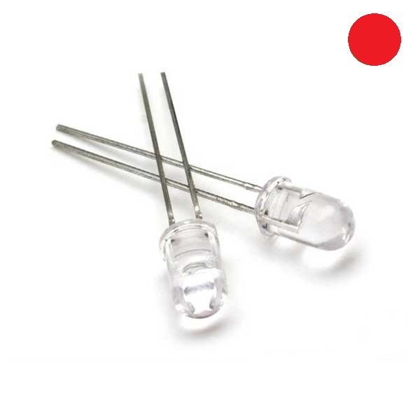 28mm Leg LED 5MM Water Clear Red (1pcs) 