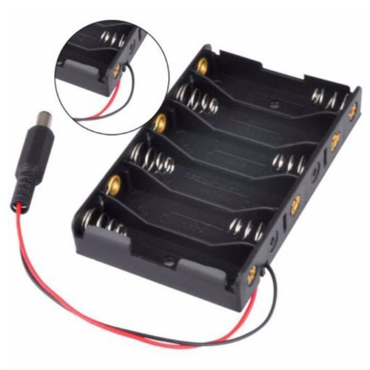 6 x AA Battery Holder Box, with DC, Without Cover