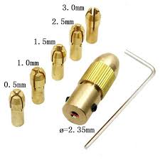 7pcs 2.35mm Mini Drill Chucks For Rotary Power Tools (0.5mm/1.0mm/1.5mm/2.5mm/3.0mm)